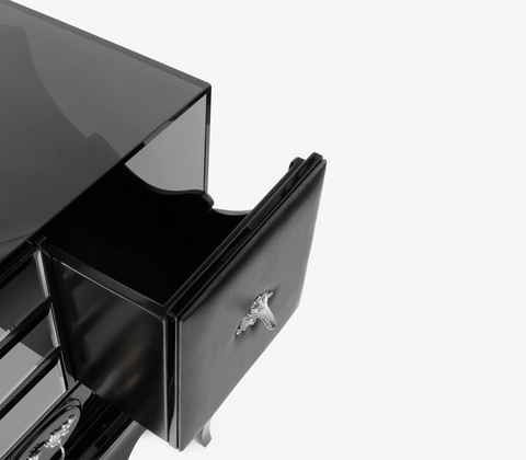 Brooklyn Baroque High Gloss Black Bedside Nightstand