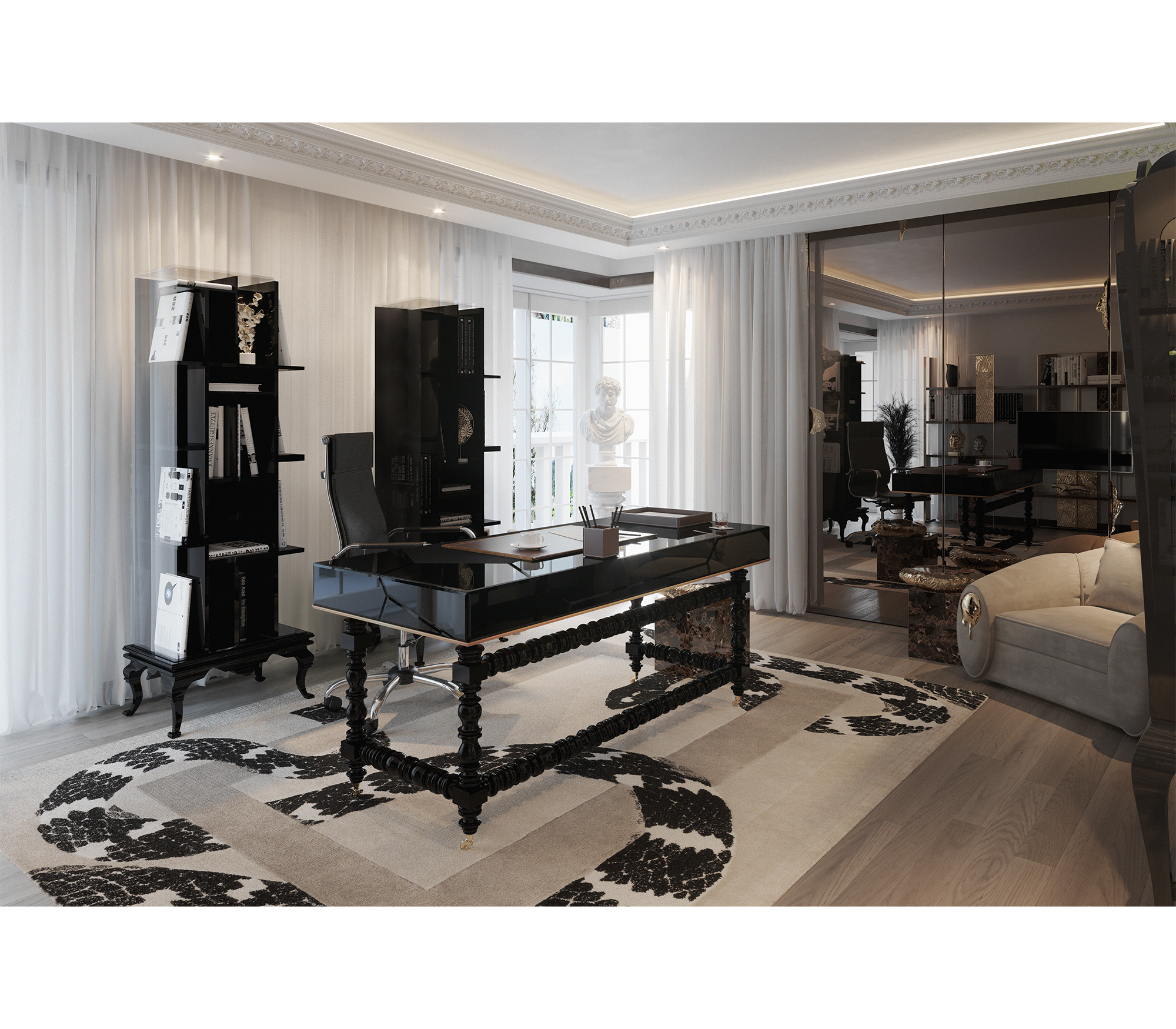 Manu Manueline Gloss Black Writing Desk
