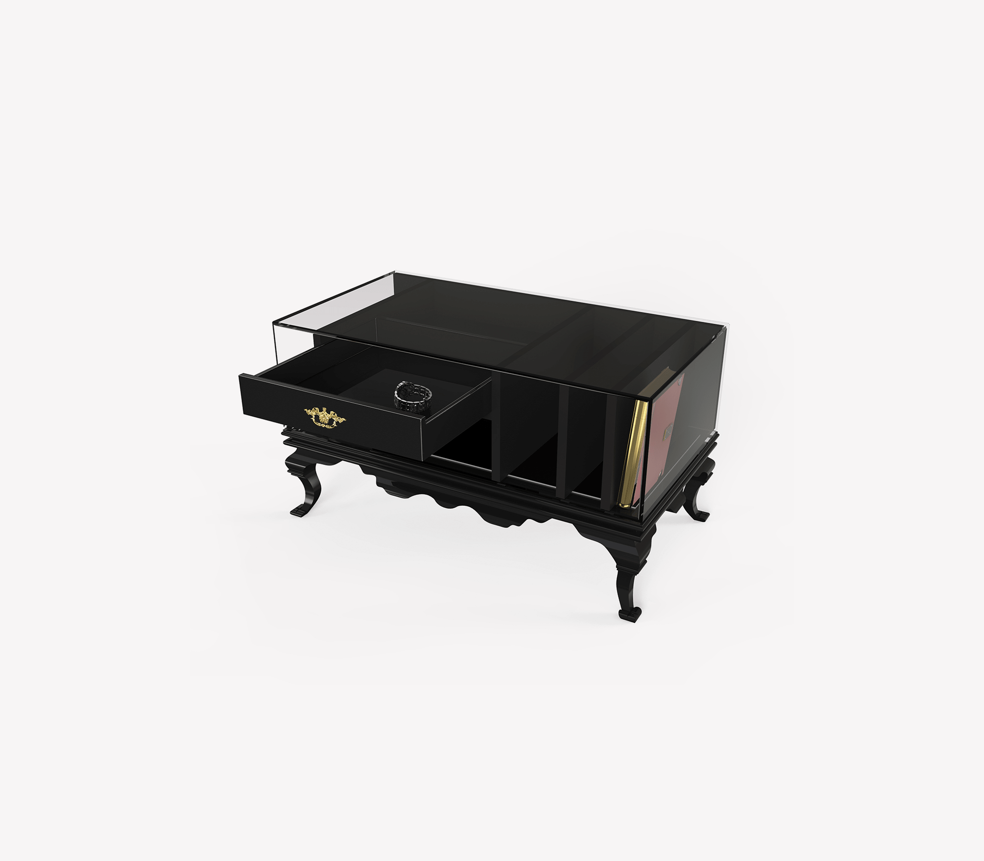 Tower Right Baroque Smoked Glass Nightstand