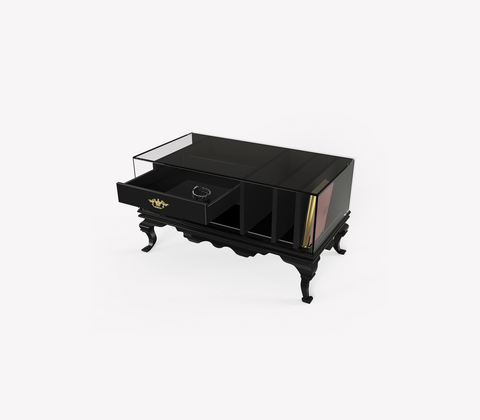 Tower Right Baroque Smoked Glass Nightstand