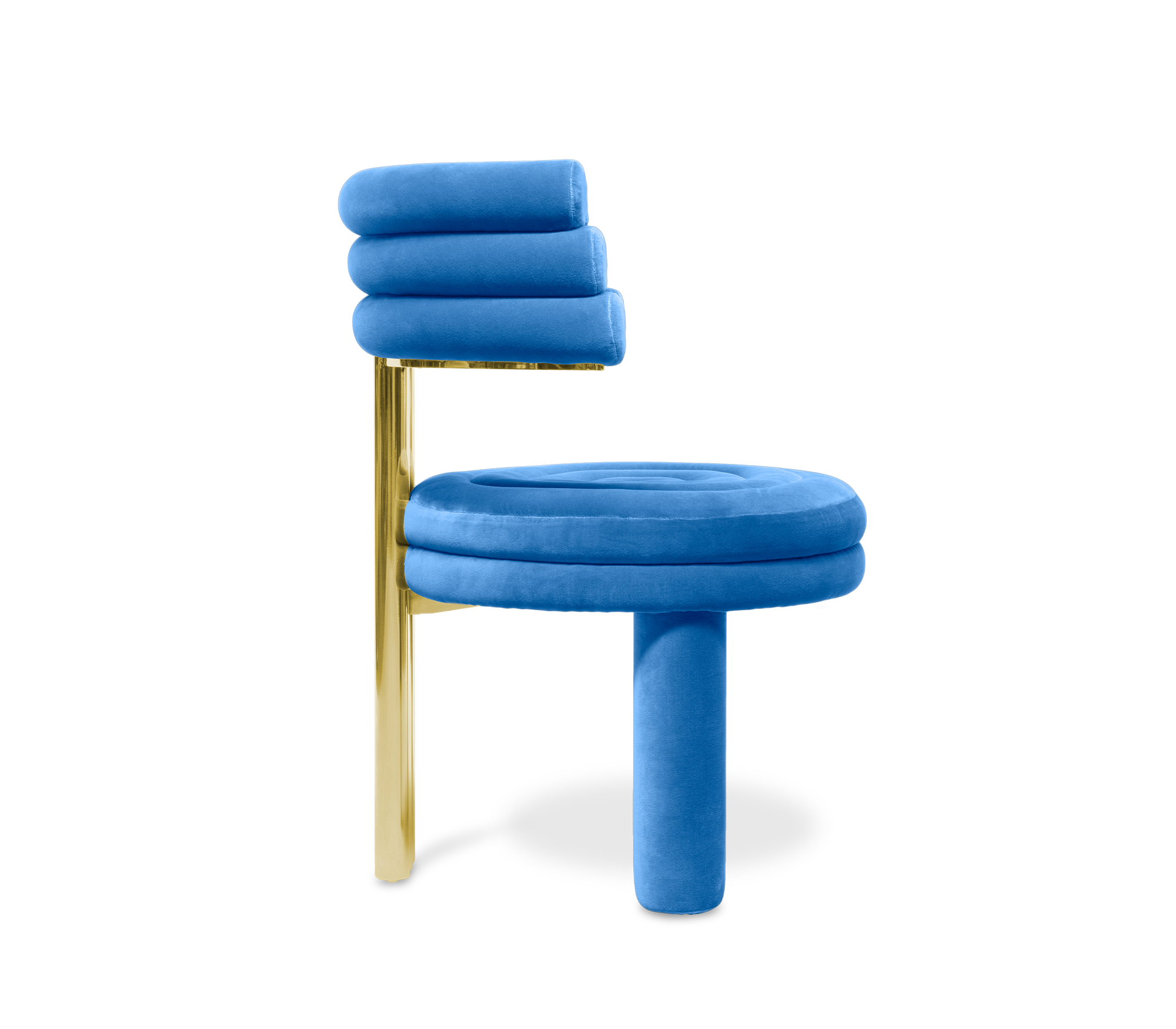 Kerr Tiered Velvet Polished Brass Dining Chair