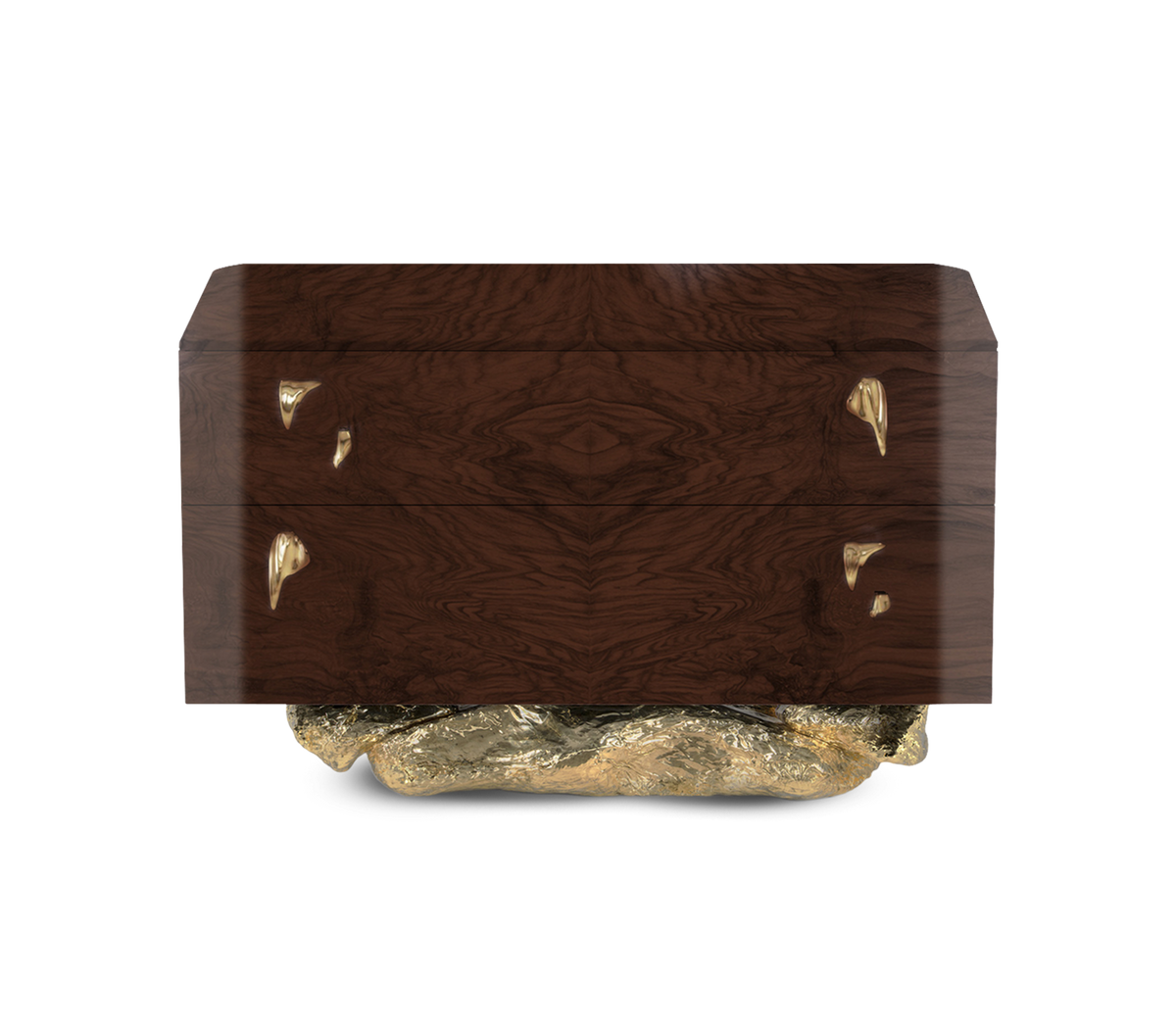 Angra Walnut Root Organic Gold Base Nightstand