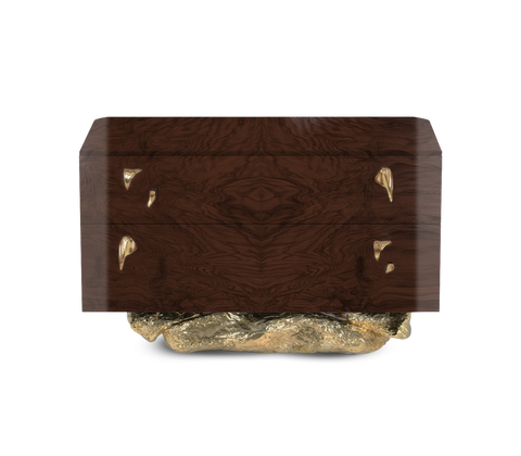 Angra Walnut Root Organic Gold Base Nightstand