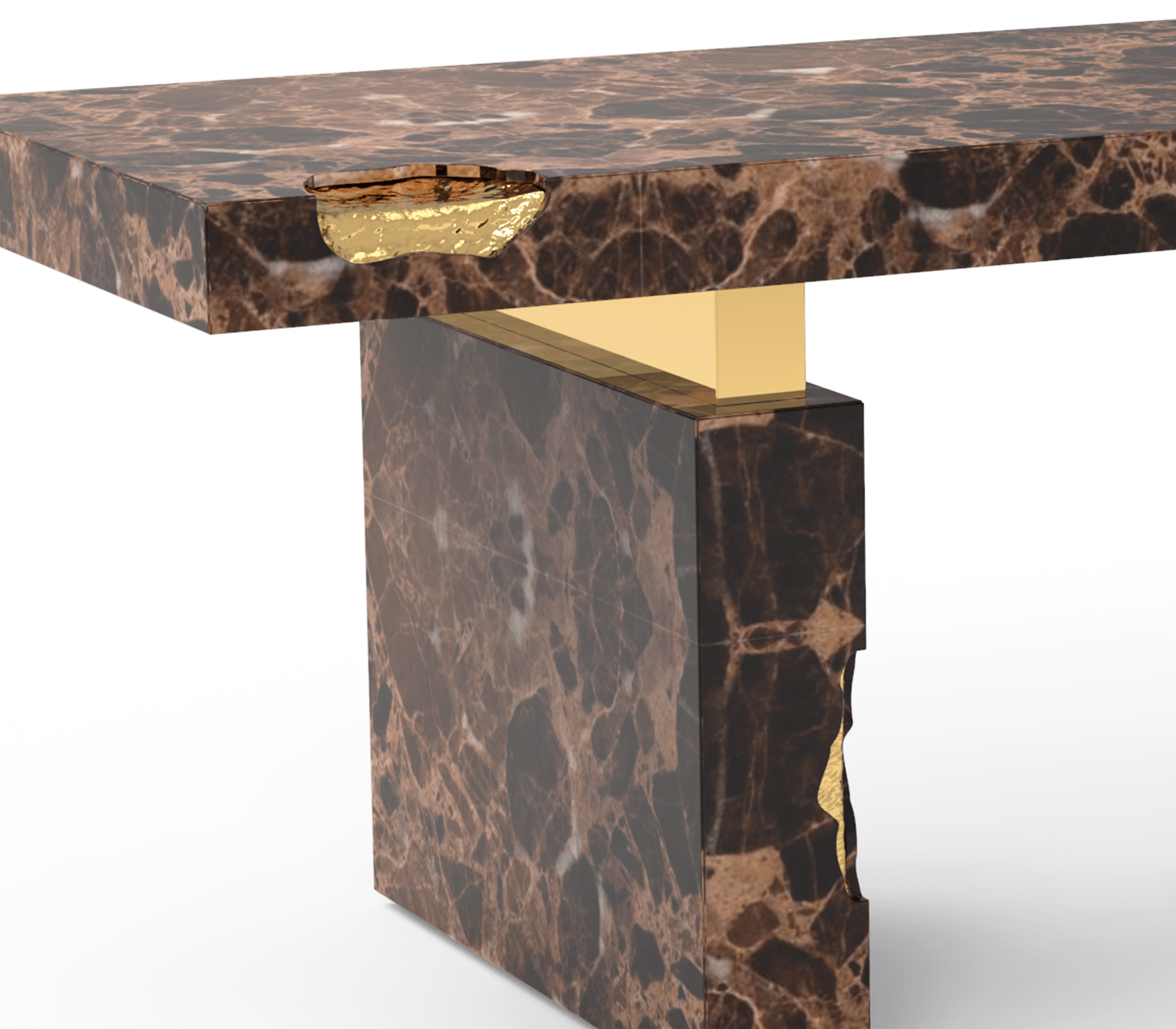 Empire Cracked Brass Inlay Marble Desk