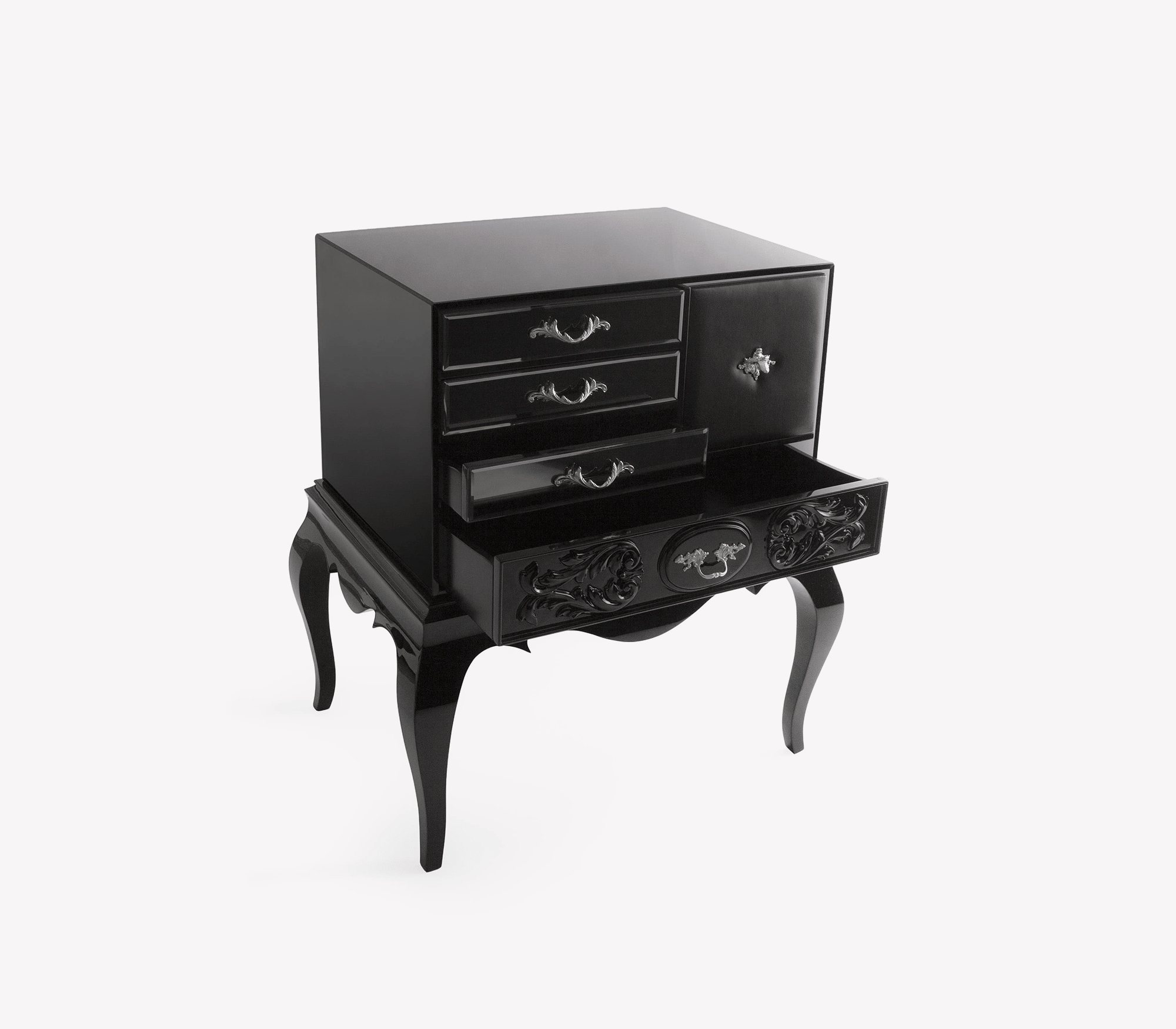 Brooklyn Baroque High Gloss Black Bedside Nightstand