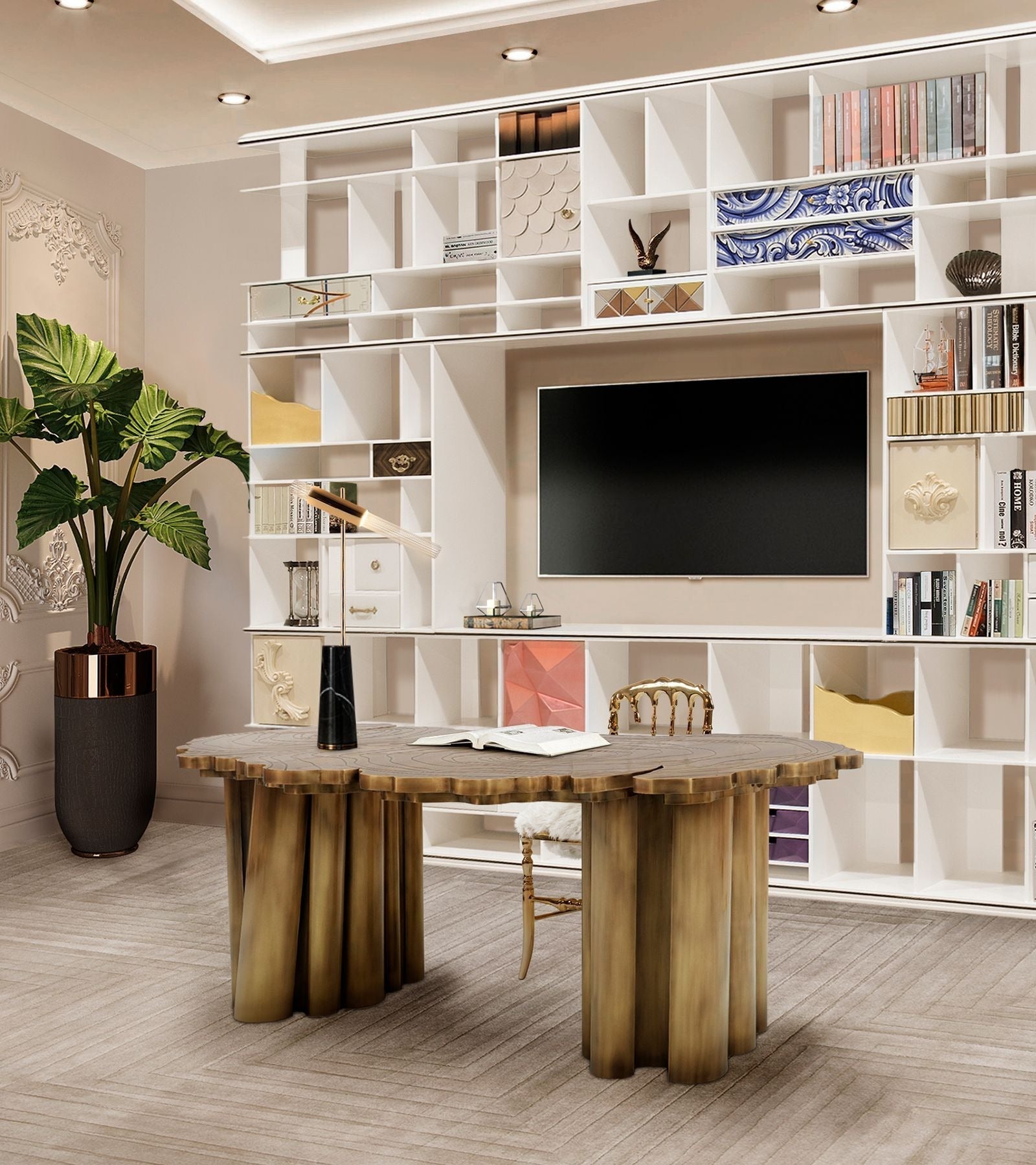 Fortuna Tree-Ring Brass Sculptural Desk