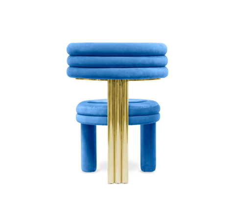 Kerr Tiered Velvet Polished Brass Dining Chair