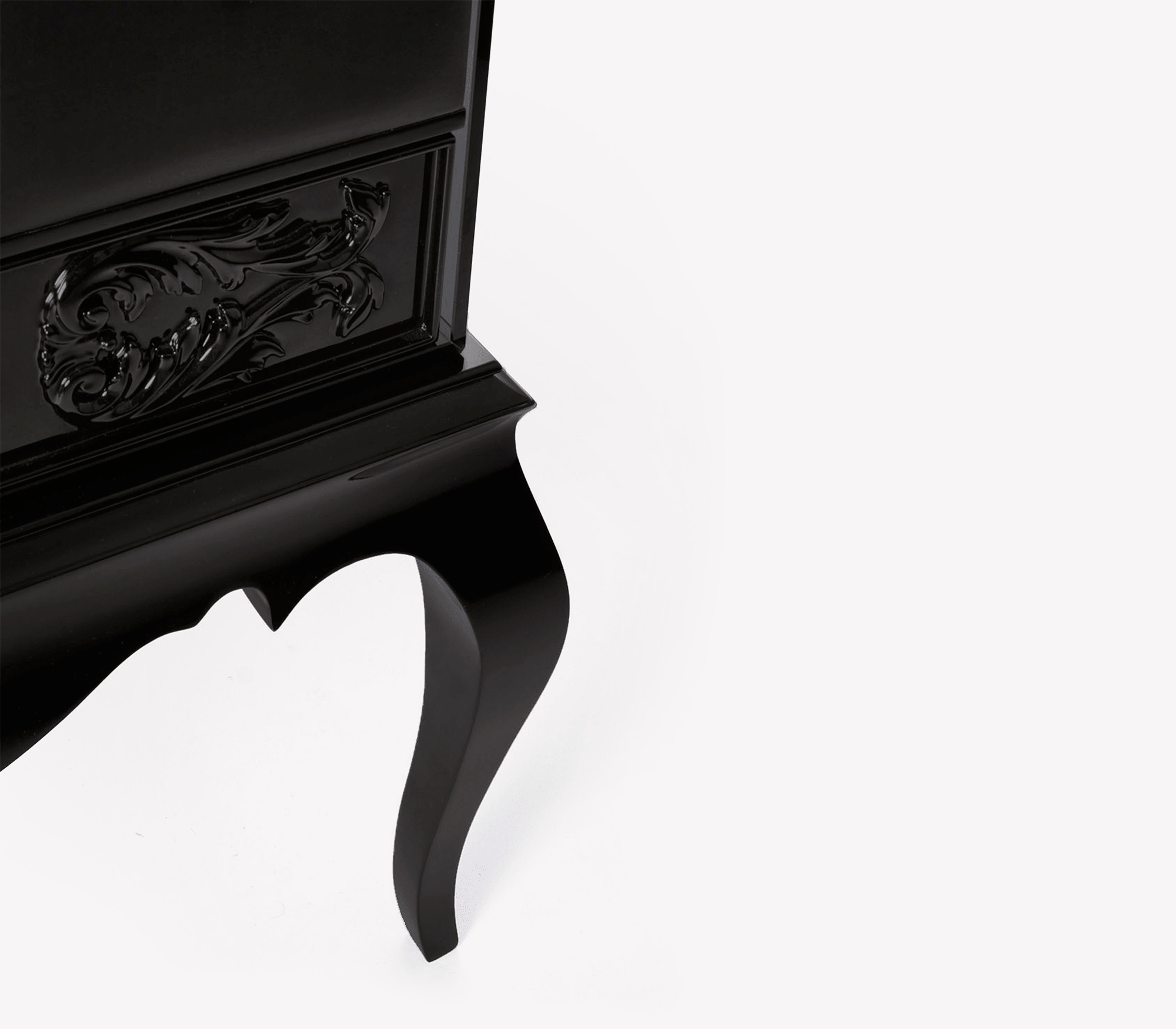 Brooklyn Baroque High Gloss Black Bedside Nightstand