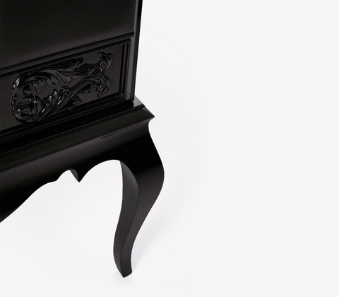 Brooklyn Baroque High Gloss Black Bedside Nightstand