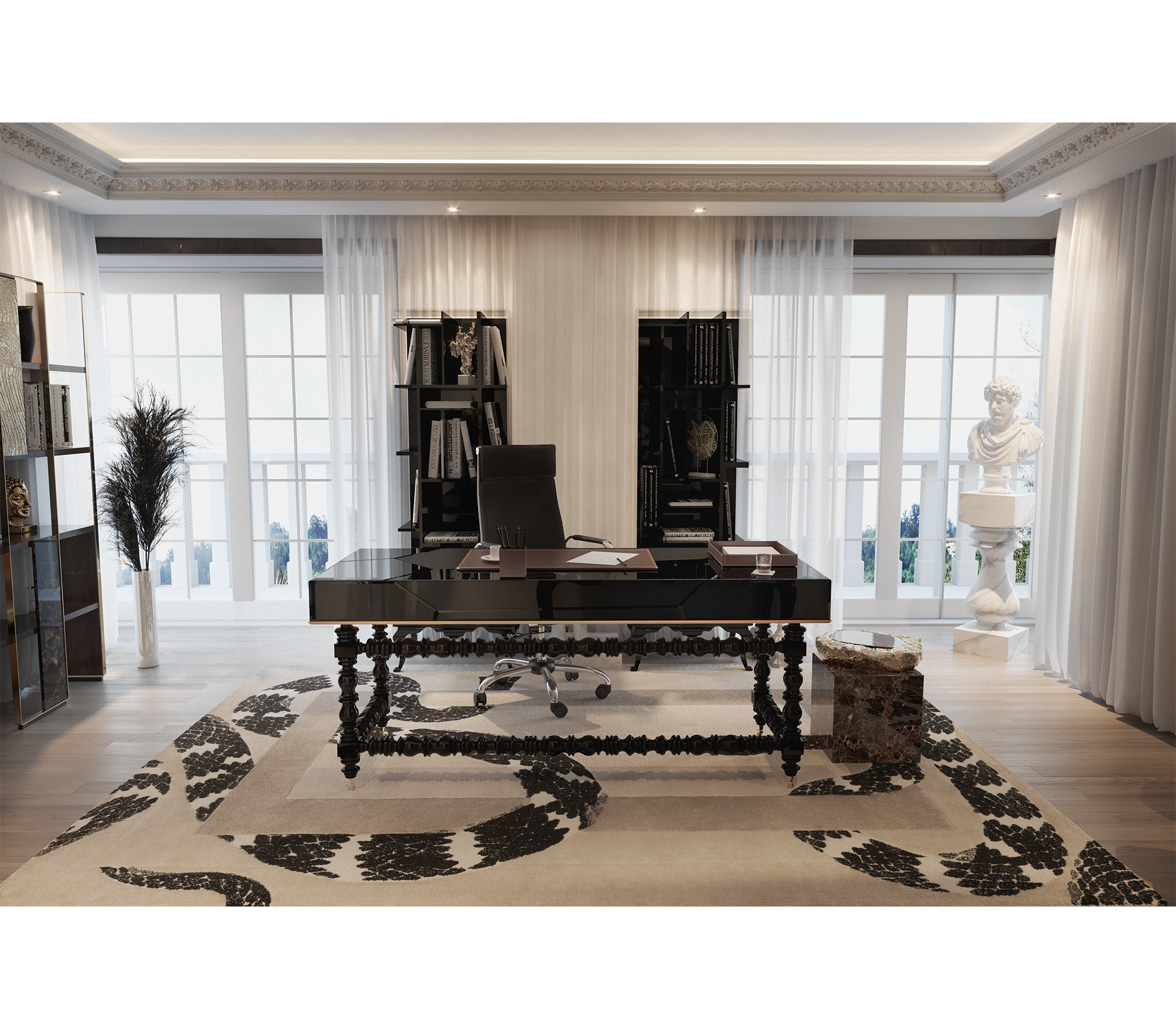 Manu Manueline Gloss Black Writing Desk