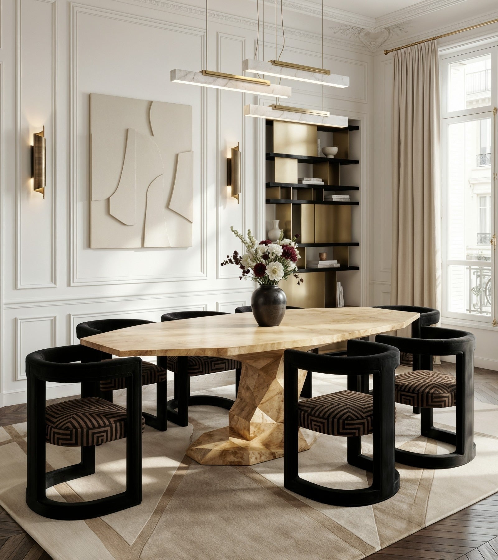 Faceted Design Dining Table for Dining Room