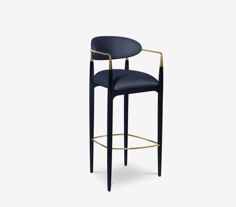 Nahema Sculptural Polished Brass Accent Bar Stool