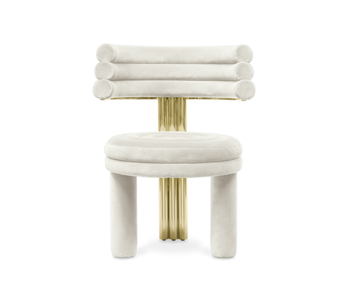 Kerr Tiered Velvet Polished Brass Dining Chair