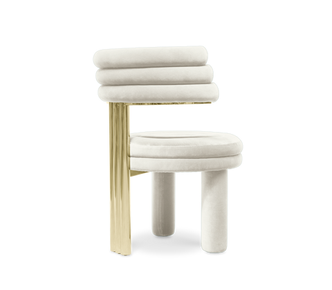 Kerr Tiered Velvet Polished Brass Dining Chair