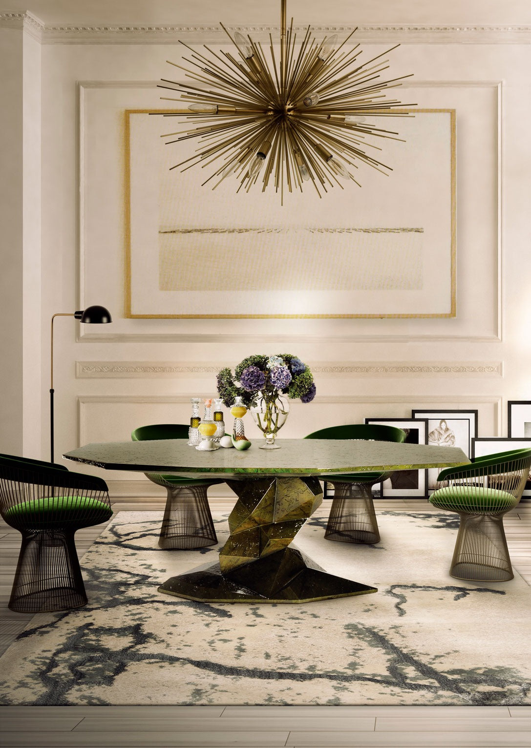 Faceted Design Dining Table for Dining Room