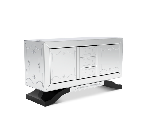 Mirrored Black Sideboard Cabinet