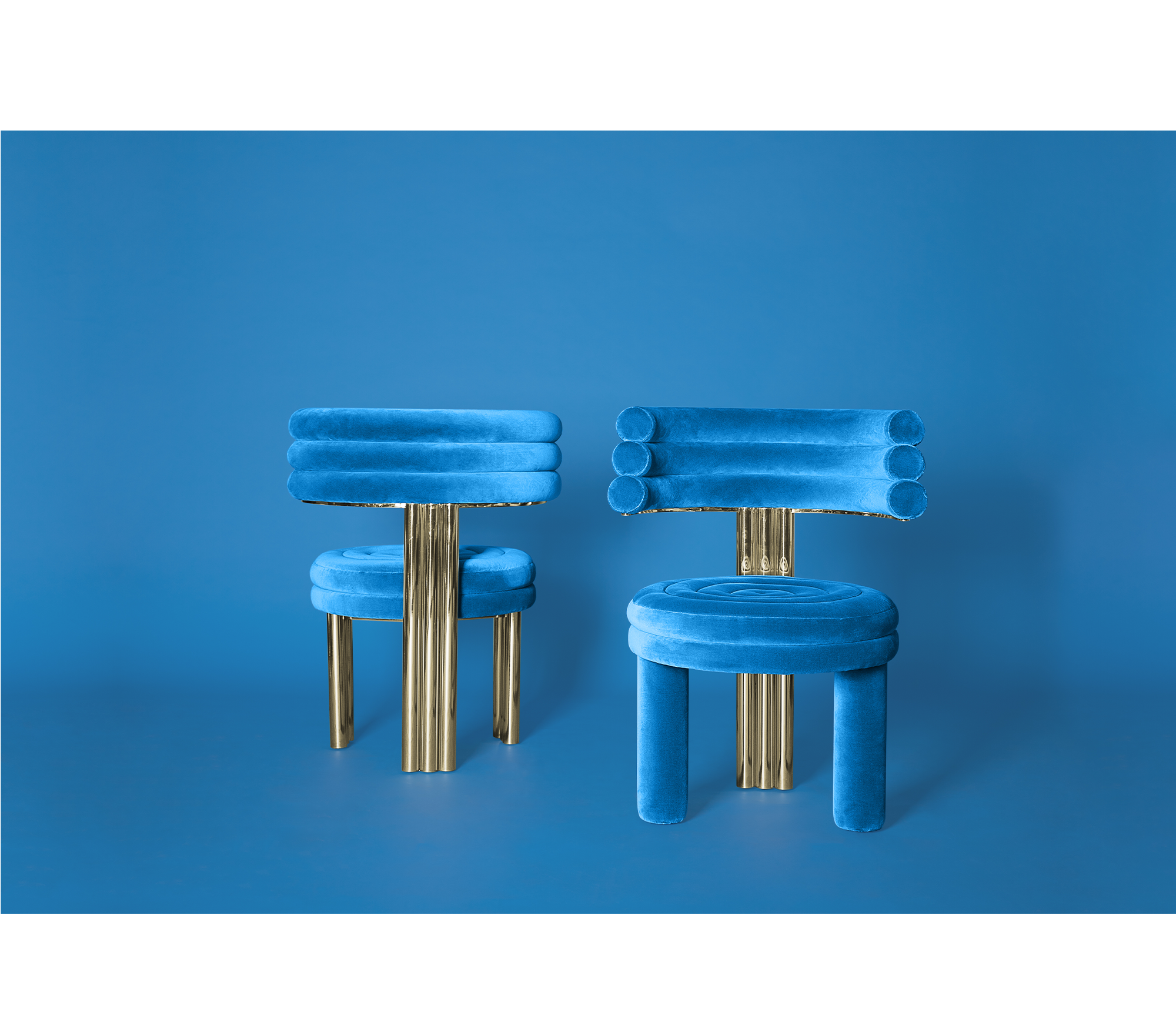 Kerr Tiered Velvet Polished Brass Dining Chair