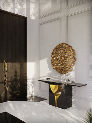 Brass Wood White Cabinet for Entryway