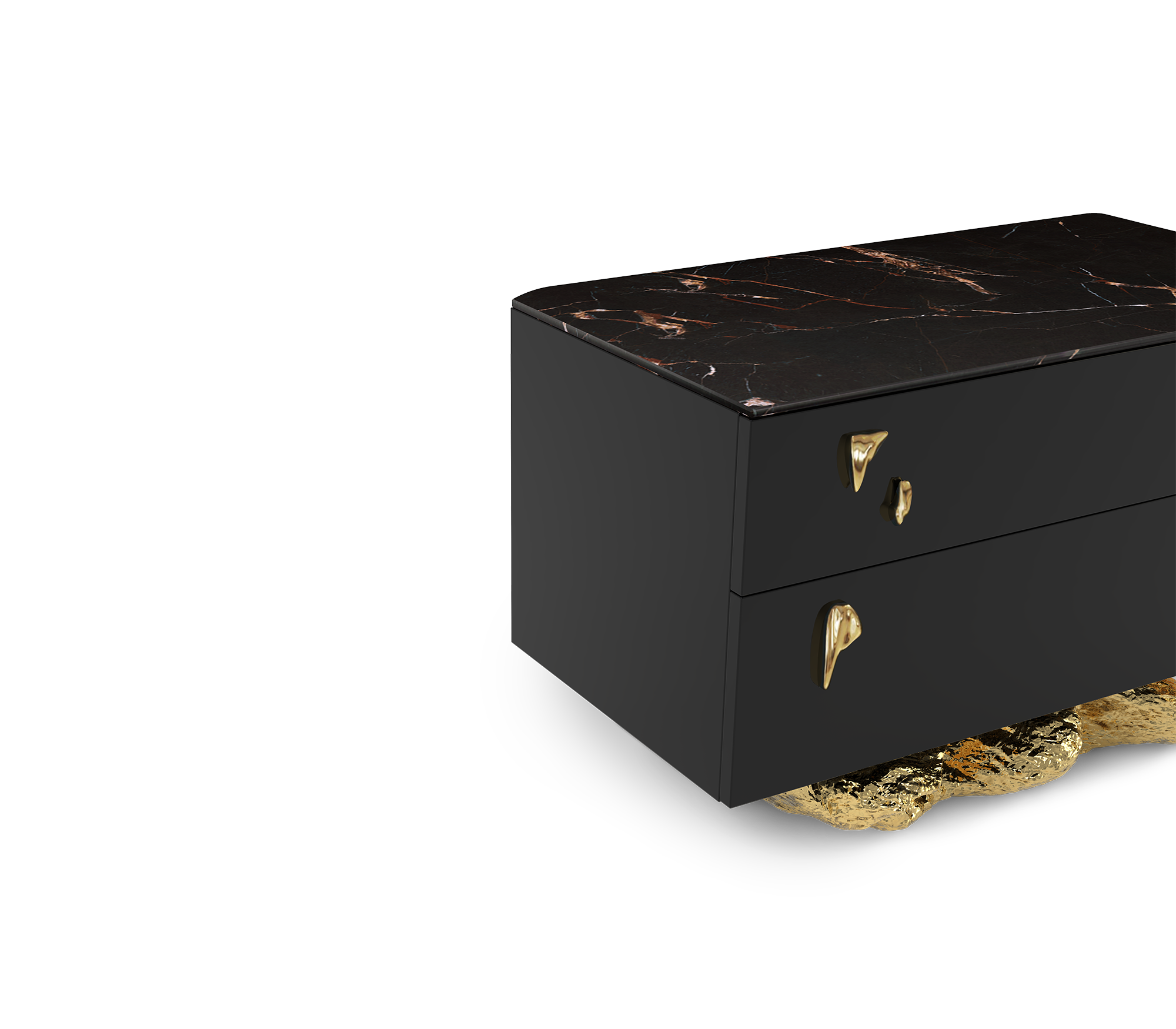 Angra Organic Brass Base Marble Top Nightstand