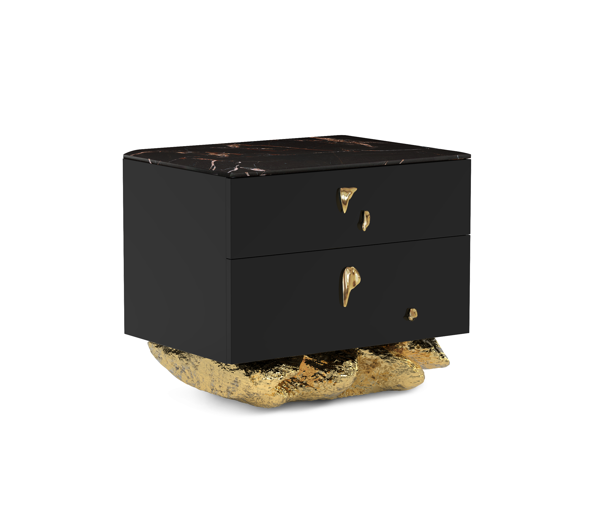 Angra Small Organic Gold Base Marble Top Nightstand
