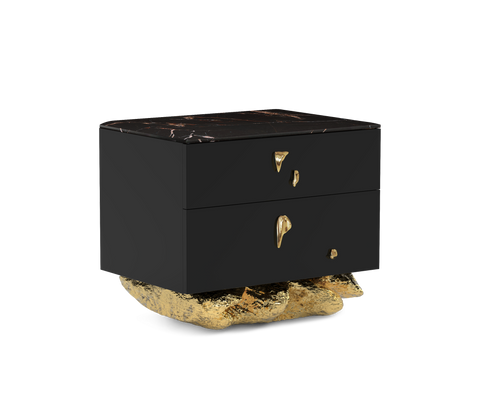 Angra Small Organic Gold Base Marble Top Nightstand