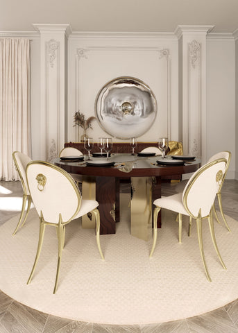 Empire Round Brass Inlay Dining Table