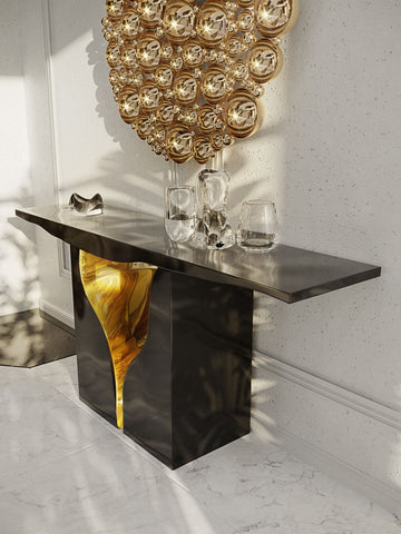Brass Wood White Cabinet for Entryway