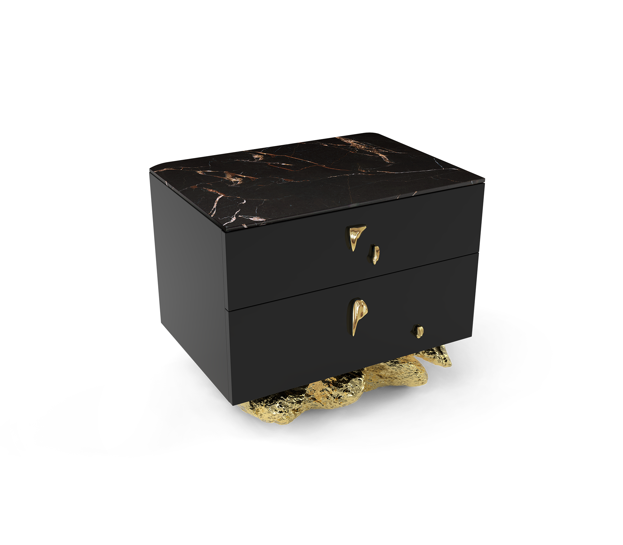 Angra Small Organic Gold Base Marble Top Nightstand