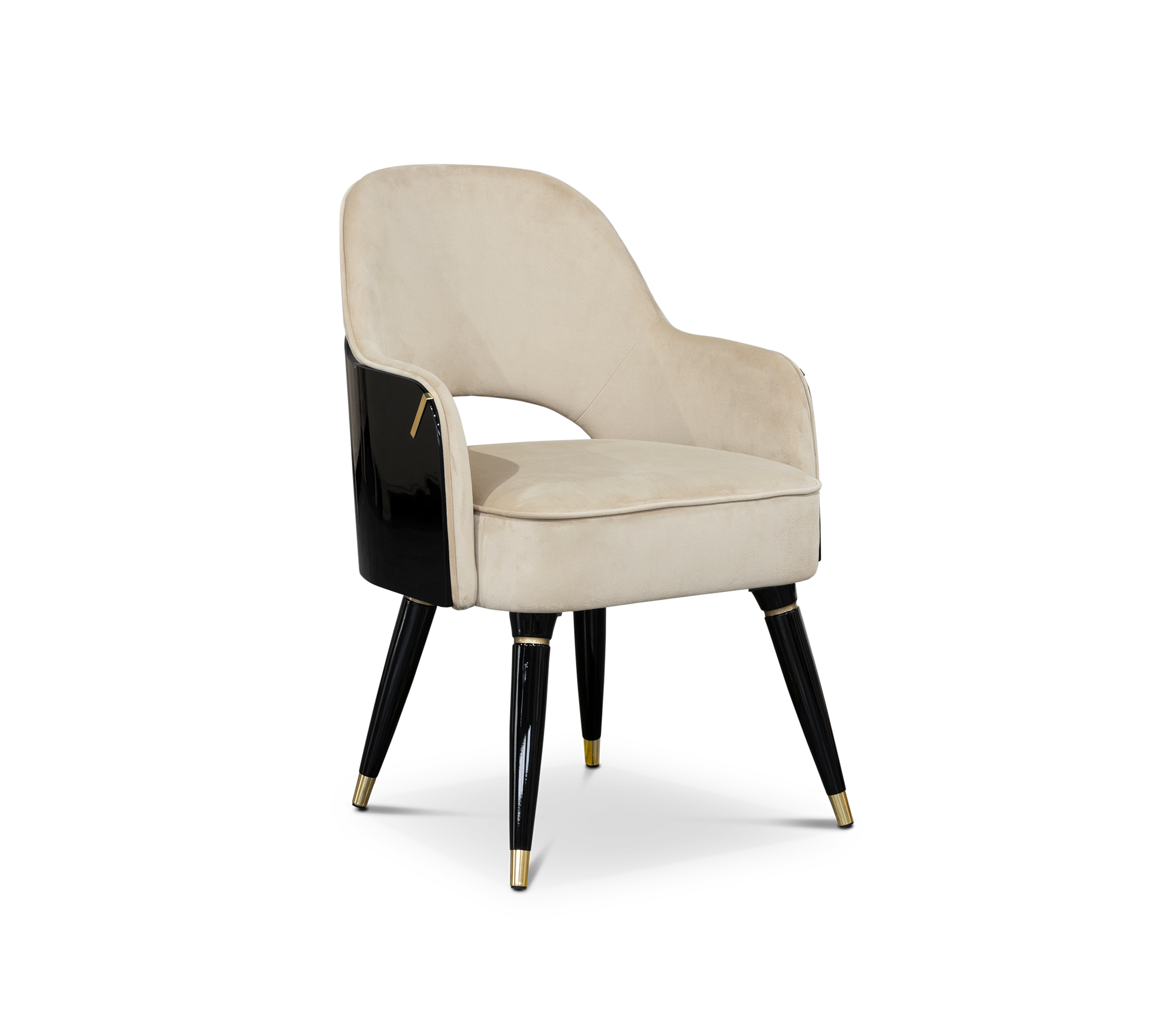 Collins with Armrest II Velvet Lacquered Dining Chair