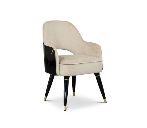 Collins with Armrest II Velvet Lacquered Dining Chair