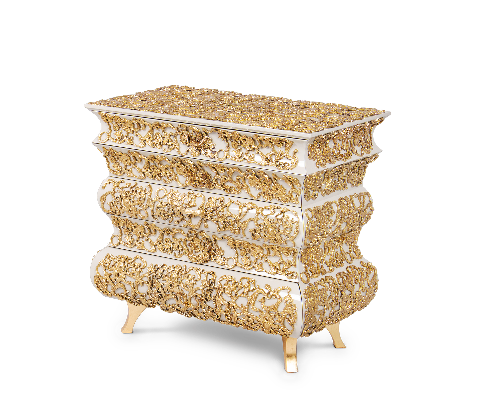 Crochet Baroque Gold Filigree Nightstand