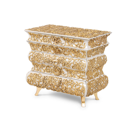 Crochet Baroque Gold Filigree Nightstand
