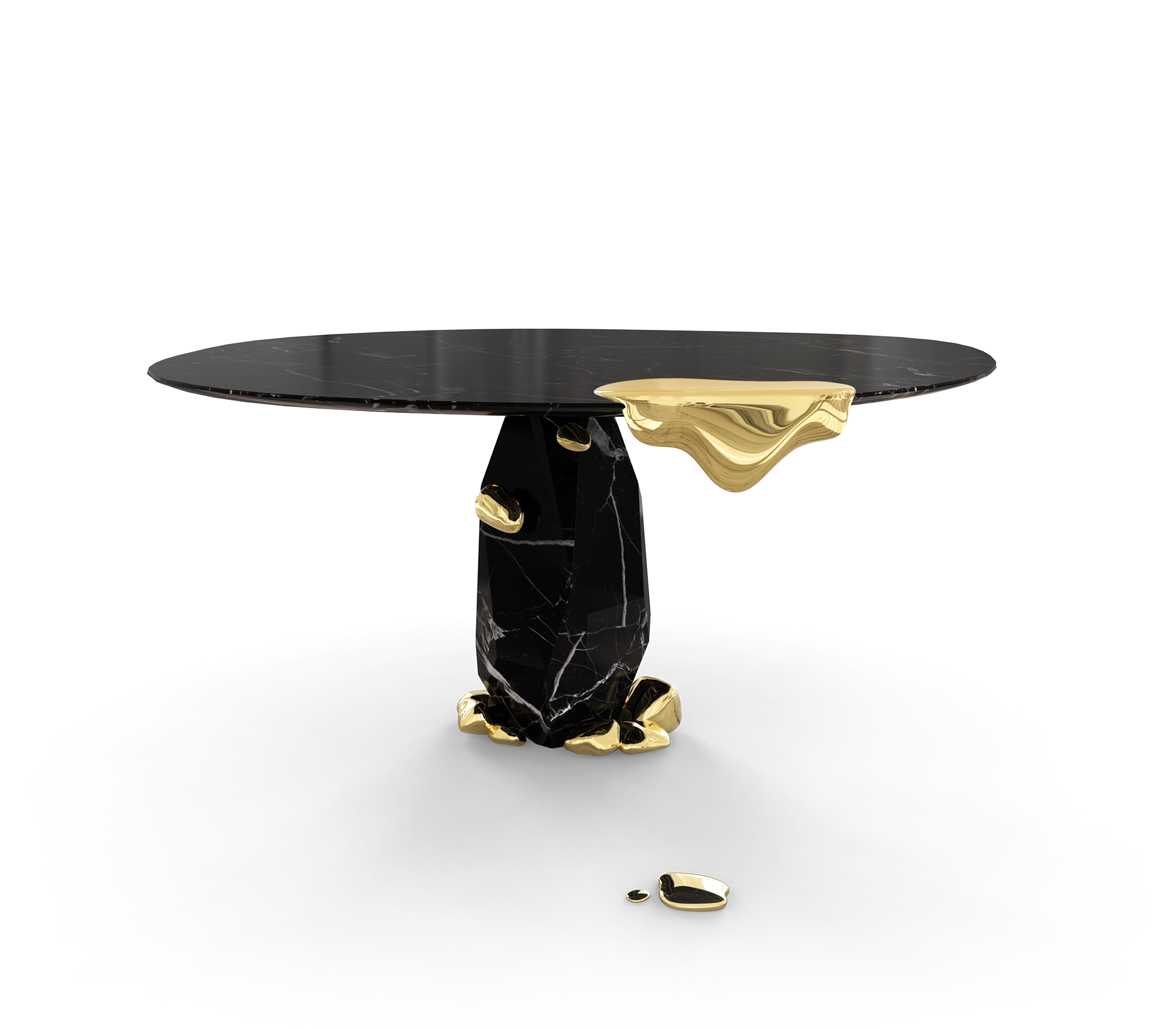 Diamond Marble and Brass Round Dining Table