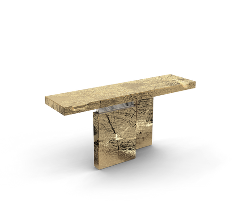 Brass Mirrored Gold Sculptural Form Cabinet Entryway
