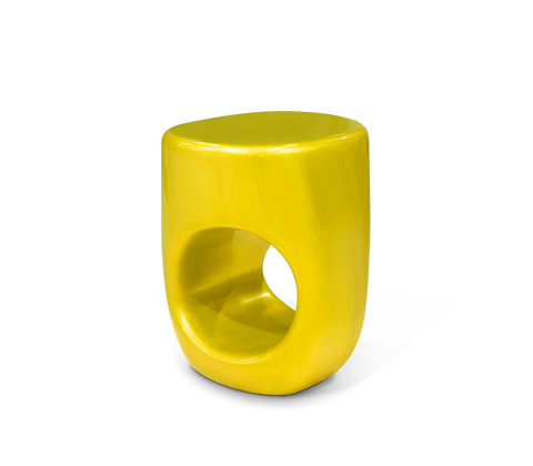 Erosion Gloss Sculptural Fiberglass Accent Stool