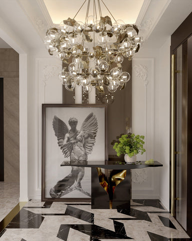 Brass Wood White Cabinet for Entryway