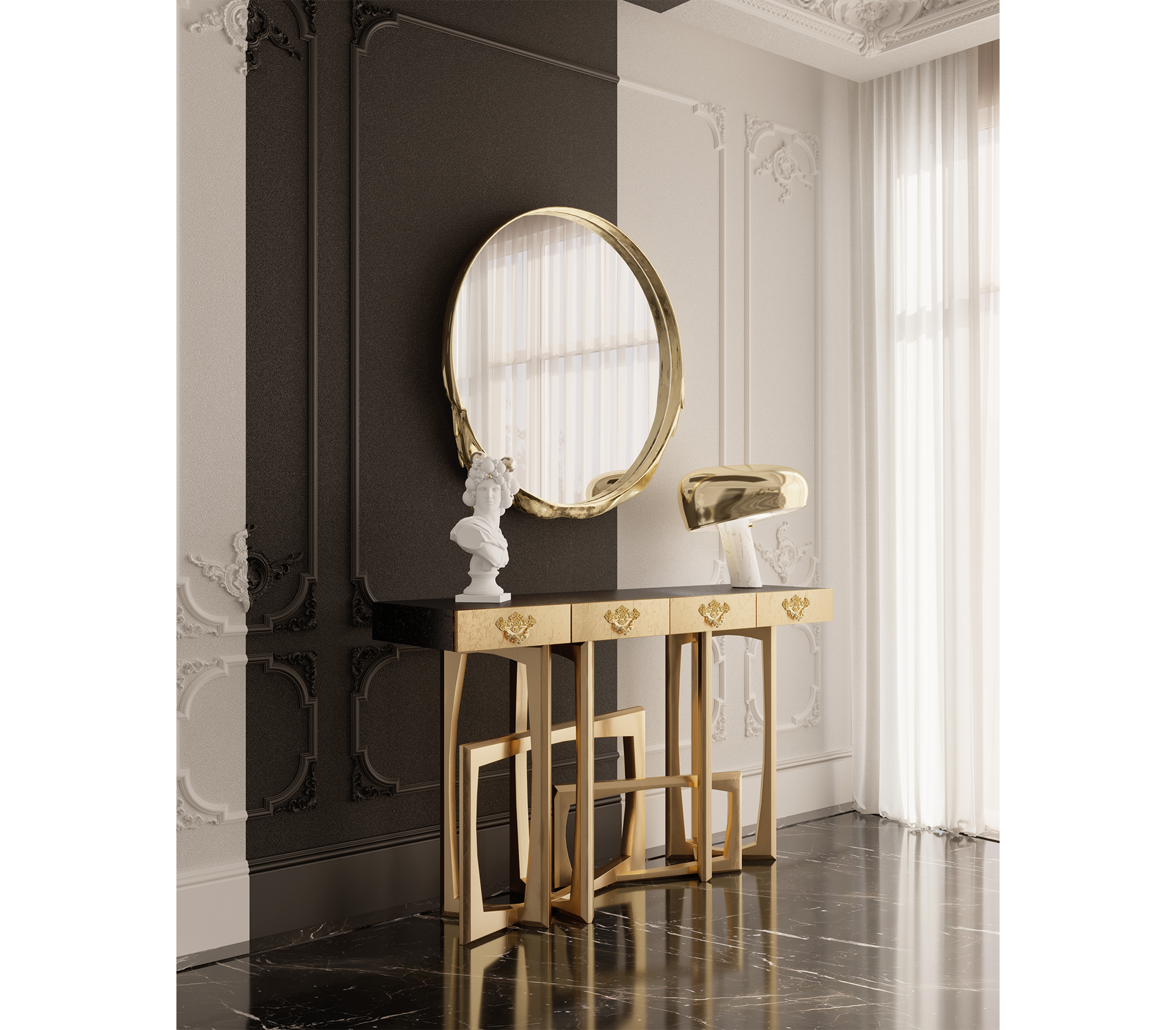 Metropolis Consoles Gilded Modern Entryways Cabinet Table
