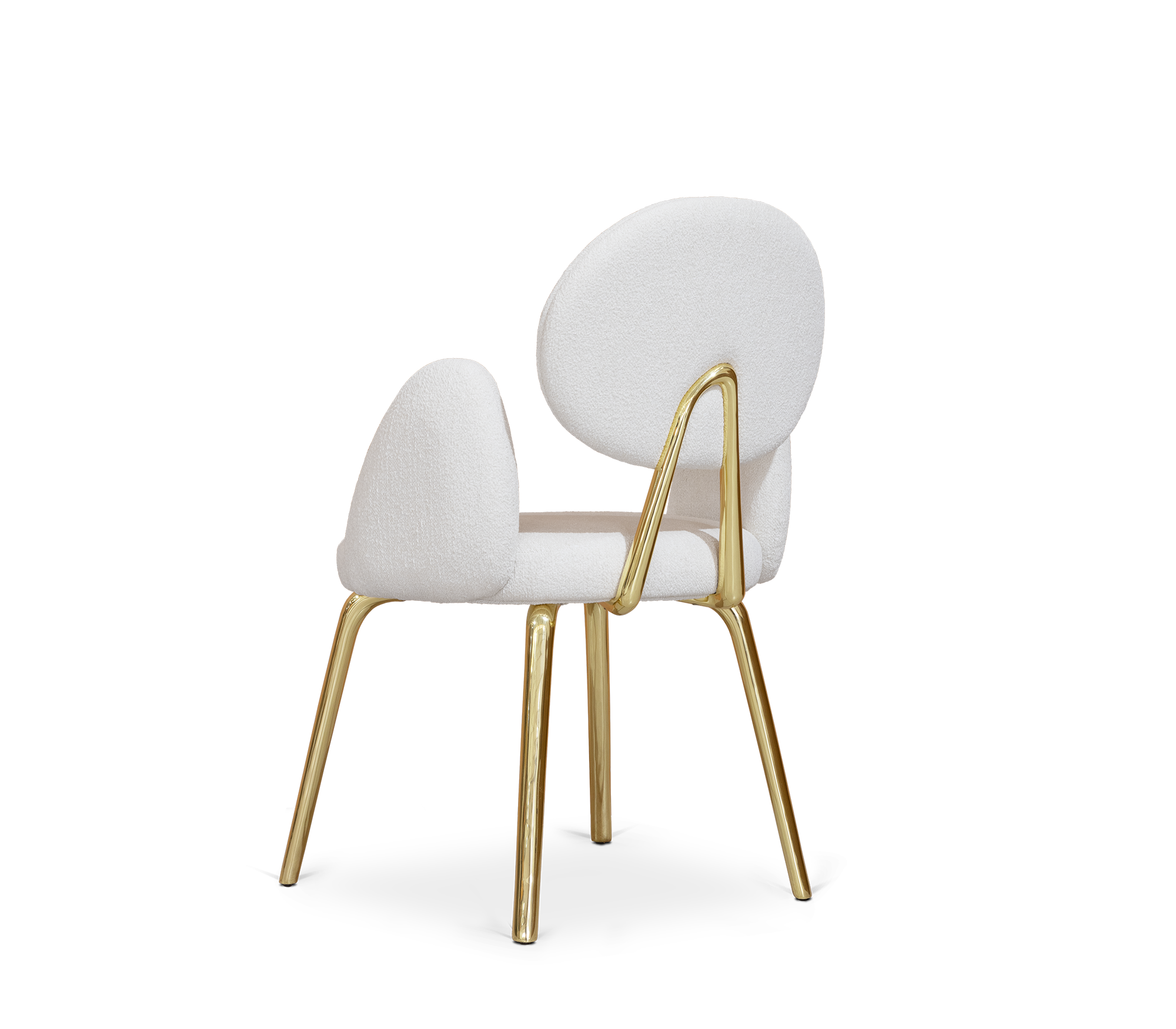 Althea Bouclé Sculptural Polished Gold Dining Chair