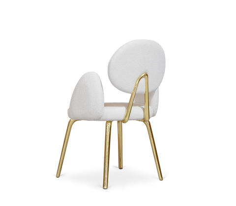 Althea Bouclé Sculptural Polished Gold Dining Chair