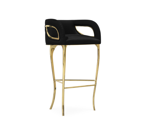 Chandra Fluid Sculptural Polished Brass Bar Stool