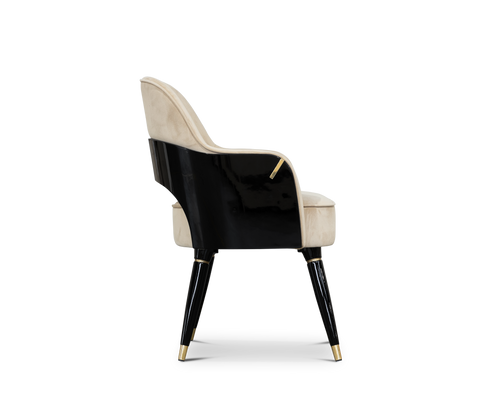 Collins with Armrest II Velvet Lacquered Dining Chair