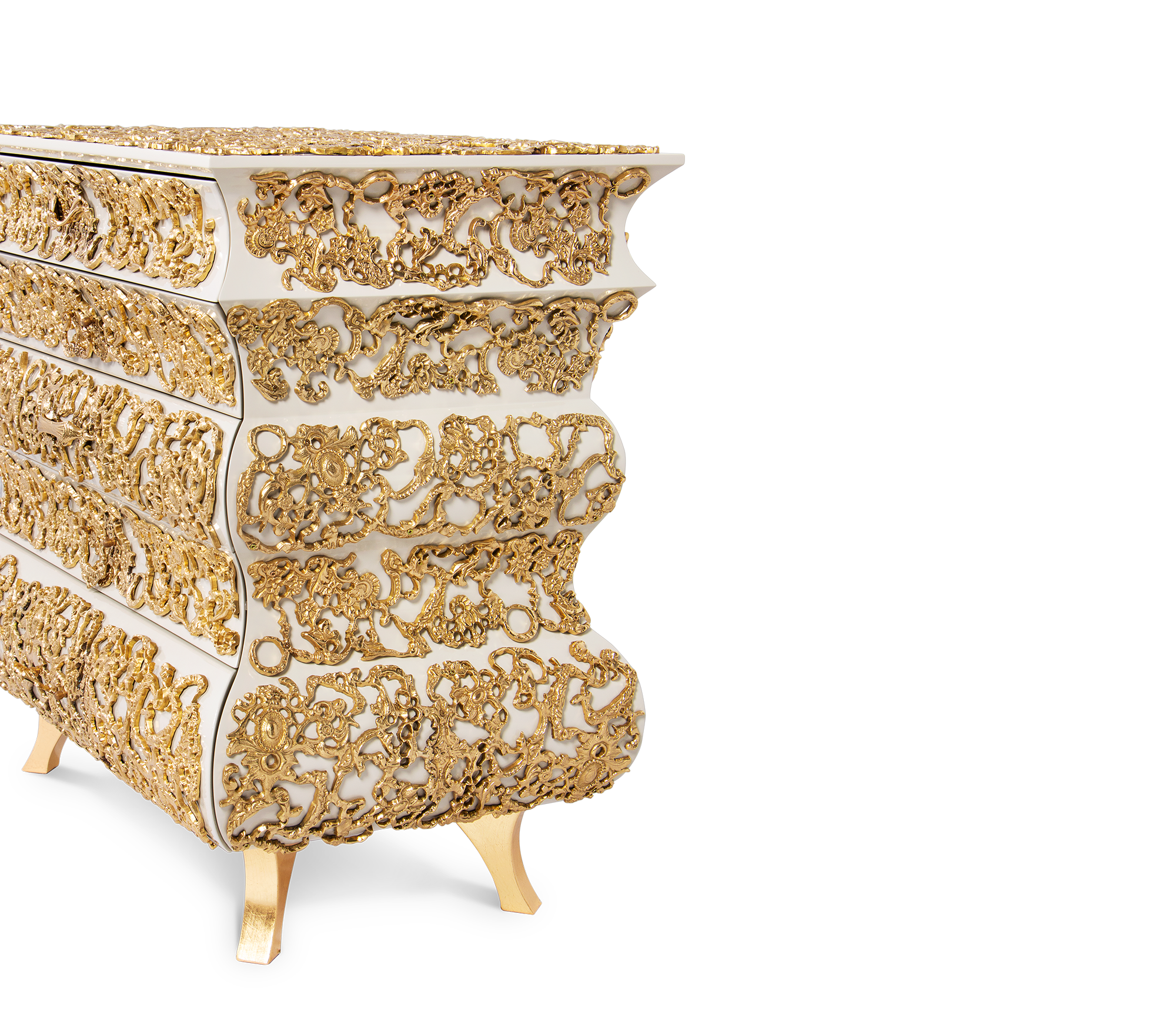 Crochet Baroque Gold Filigree Nightstand