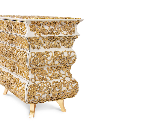 Crochet Baroque Gold Filigree Nightstand
