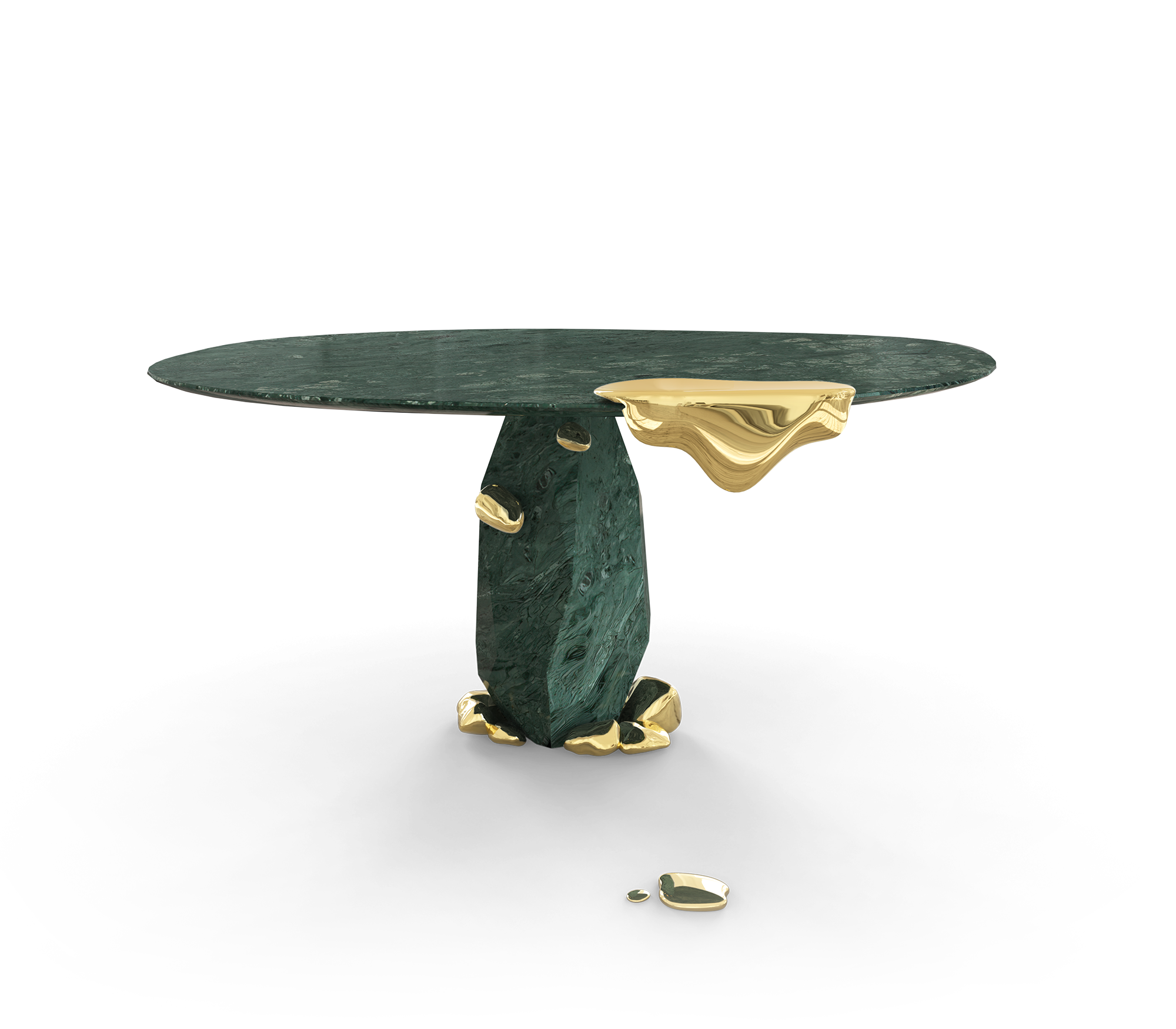 Diamond Marble and Brass Round Dining Table