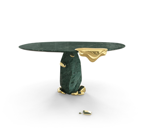 Diamond Marble and Brass Round Dining Table