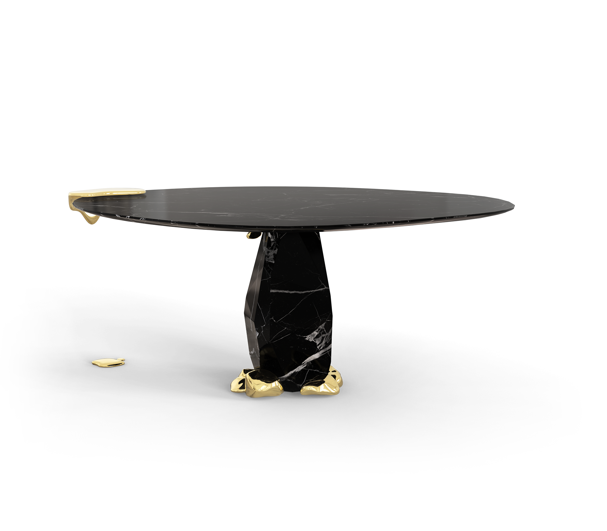 Diamond Marble and Brass Round Dining Table