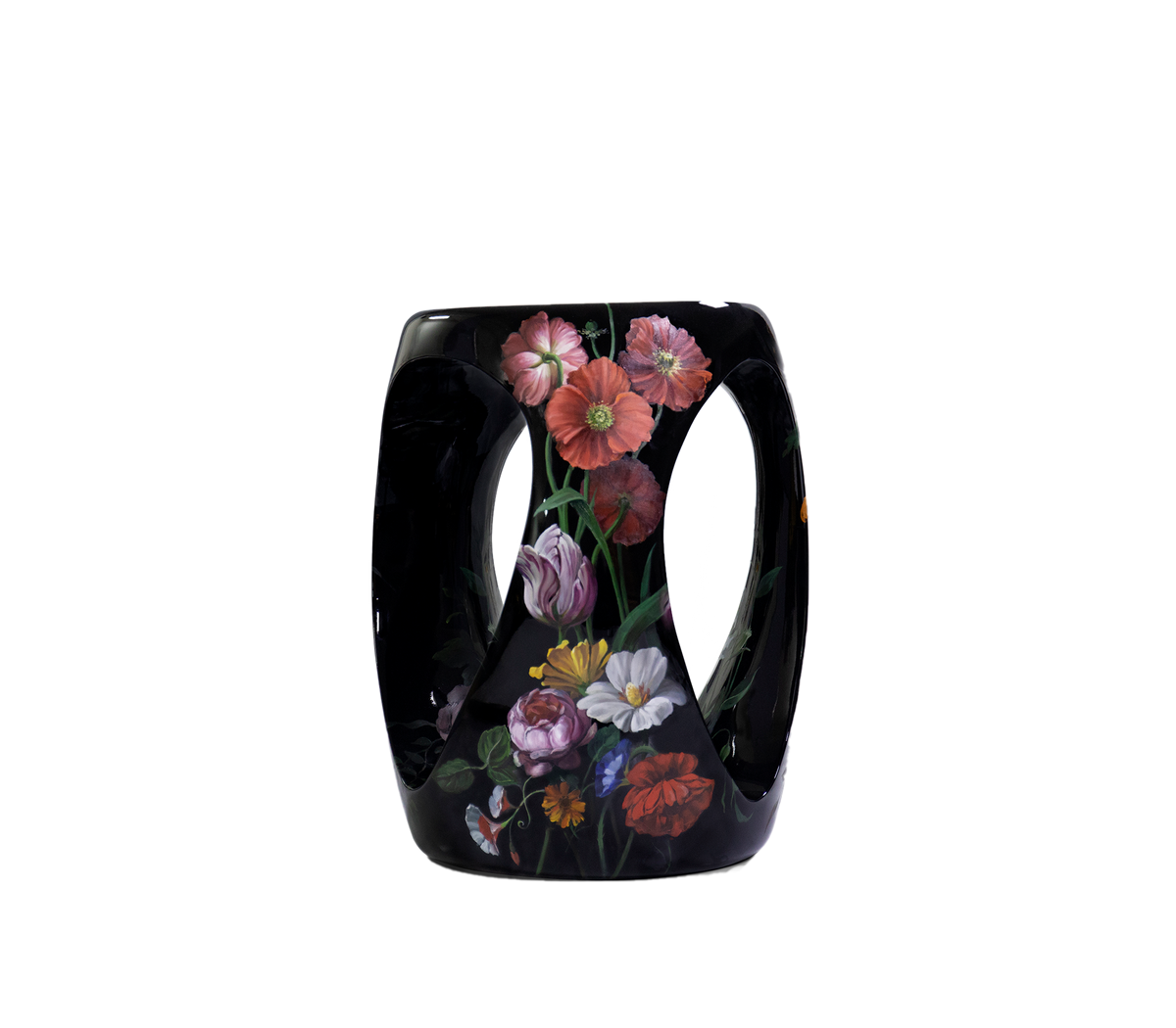 Floral Hand Oil Painted Limited Edition Decorative Stool