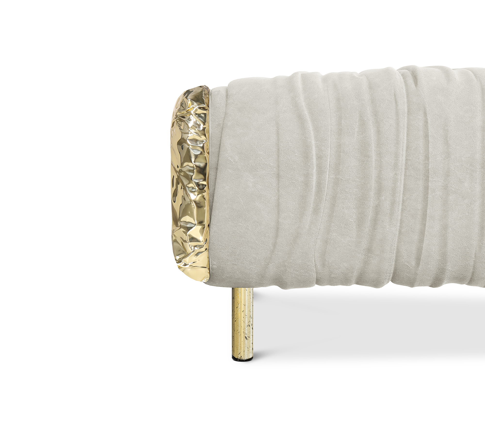 Imperfectio Hammered Brass Upholstered Ottoman