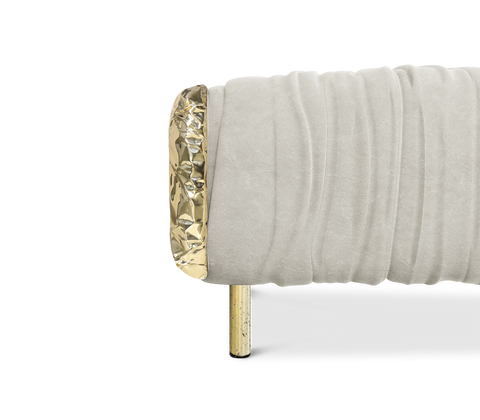 Imperfectio Hammered Brass Upholstered Ottoman