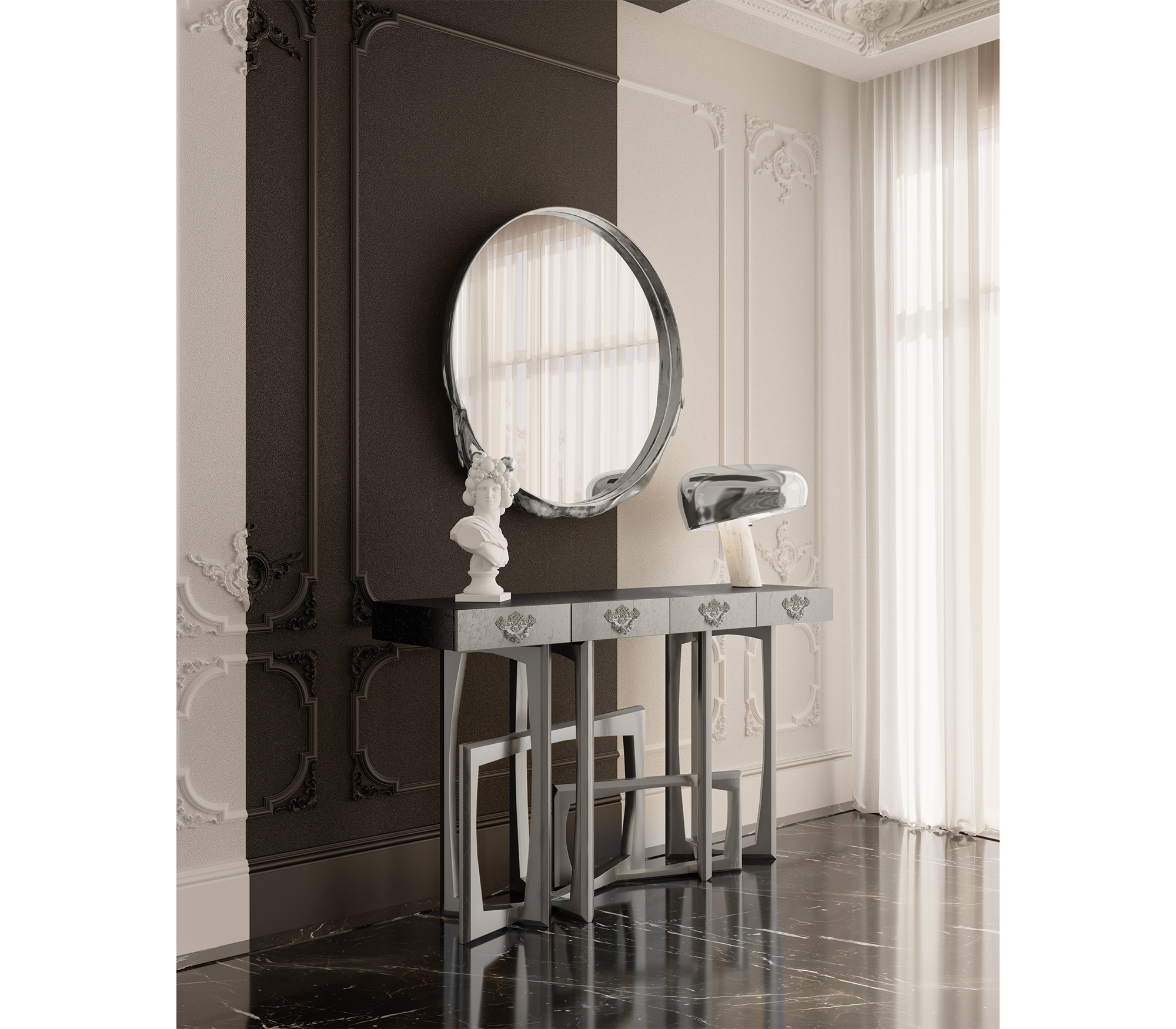 Metropolis Consoles Gilded Modern Entryways Cabinet Table